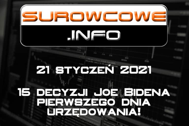 surowcowe info 18 styczeń 2021 - 15 decyzji Joe Bidena pierwszego dnia urzędowania!